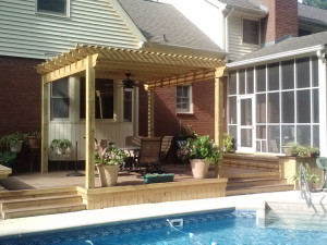 pool side deck and pergola-macon GA