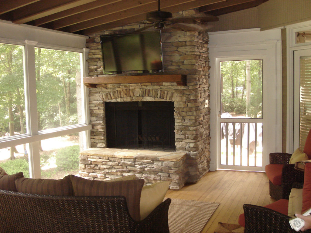 screen porch-outdoor fireplace-macon Ga lr